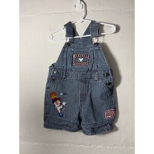 Y2K Disney Mickey Mouse Baseball Shortalls Stripe Size 18Mo Micksville Sluggers